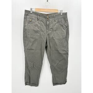 One5One Pants Women 14 Army Green Cotton Blend Double Button Cargo Pockets